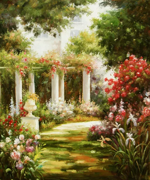 50% off existing sample natural large size wall picture garden scenery oil painting YZ-12