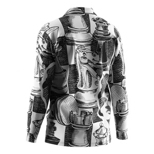 T-shirt d'été à manches longues pour homme, motif floral sublimé, style marin formel - Product Image 4