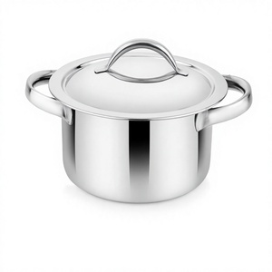 Casserole triply en acier inoxydable avec couvercle en verre et poignée creuse Casserole à sauce - Product Image 1