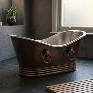 Antique Copper Rectangular Clawfoot Freestanding <b>Metal</b> Bathtub Luxury Durable Adult Bathing Tub Indian Home Crafts - Product Image 1