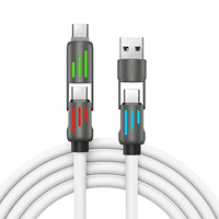 240W 4-en-1 Fonctionnel USB Type C Câble de Données Super Rapide 4K Charge Liquide Silicone Alliage d'Aluminium pour iPhone pour Xiaomi Compute