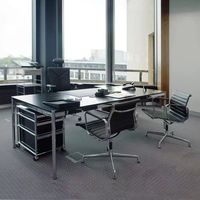 Bureau de travail rectangulaire en acier inoxydable durable, écologique et minimaliste, table de conférence moderne pour réunions de bureau
