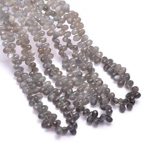 Cuentas de Piedra Lunar Gris AAA de 6x8 mm, Forma de Lágrima, Piedras Preciosas Semipreciosas Naturales, Gotas Facetadas, Cuentas Sombreadas para Joyería - Product Image 3