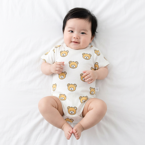 Romper de Bebé de Manga Corta Cómodo y Sencillo, Venta al por Mayor, de Bambú y Algodón Orgánico para Recién Nacidos - Product Image 1