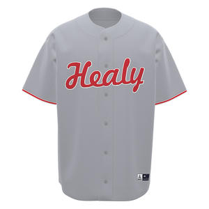 HEALY Maillot de baseball rétro américain pour homme, gris et rouge contrastés, maille respirante, séchage rapide, polyester/coton, manches courtes sportives - Product Image 2