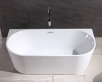 Baignoire autoportante moderne en acrylique de 1,5/1,6/1,7/1,8 m avec robinet de vidange chromé, massage par air et hydromassage, certifiée CE