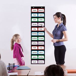 Classroom Words Pocket Chart with 12 Clear Pockets, Black Standard Pocket Chart for Classroom and Home for Sentence <b>Strips</b> - Product Image 5