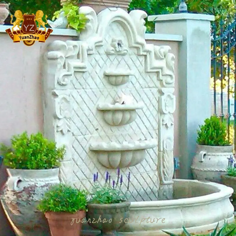 Fuente de agua de pared de mármol Natural, elemento de agua de piedra moderna para jardín, SUPER Promoción de sedal, en venta