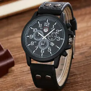 6255 4 Pcs/Set Men's Casual Watch And Bracelet Set Fashion Watch And Bracelet Gift Set For Men