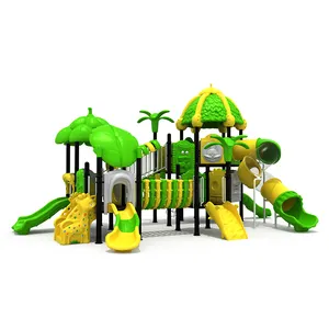 Bos Thema Kleuterschool Kinderen Spelen Huis Set Plastic Outdoor Speeltoestellen Met Glijbaan Voor Kinderen