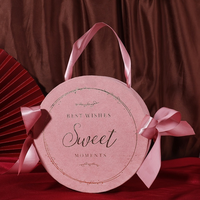 Benutzer definierte Wildleder Oberfläche Papier boxen Runde Hochzeit Geschenk box mit Band Griff Luxus Samt Geburtstag Hochzeit liefert Geschenk box