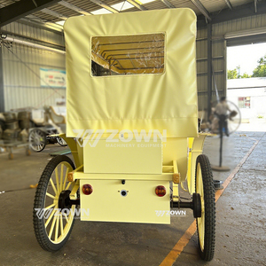 Voiture électrique de tourisme jaune crème avec auvent assorti pour visites de châteaux, mariages et photographie de paysages - Product Image 3