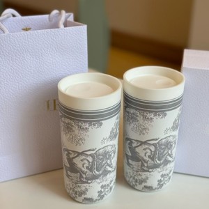 Ceramic Tumbler With Jungle Animal Toile De Jouy Pattern Porcelain Cup Gift Set for Coffee Tea and Daily Use - Product Image 3