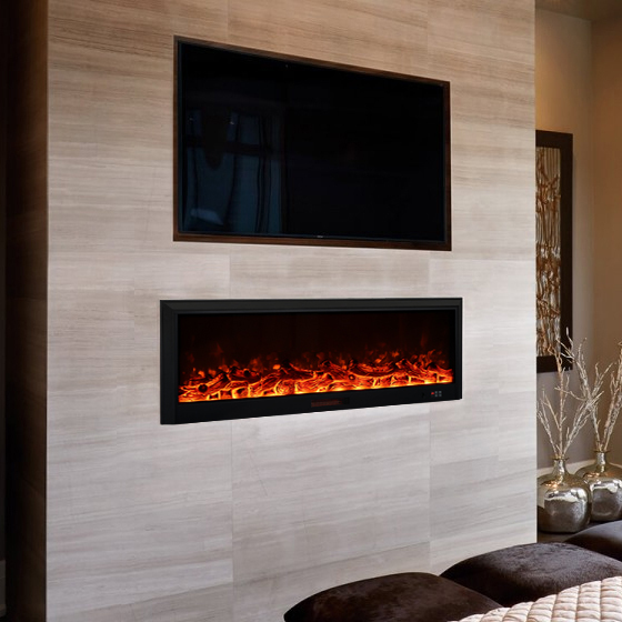 60 Inch Realistic Wall Mounted Linear Decorative Kamin Smart Fireplace Electric Fireplaces With Heat Built in Wall