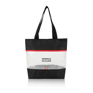 Sac fourre-tout de plage en PVC imperméable de grande capacité avec fermeture à glissière Sac à motifs de lettres pour les achats quotidiens des femmes - Product Image 1