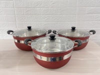 Énorme Ensemble de 6 Pièces de Cuisine en Acier Inoxydable, Qualité Usine, Batterie de Cuisine Épaissie, Marmite à Soupe Composée, Poêle à Frire, Tailles 28/30/32cm