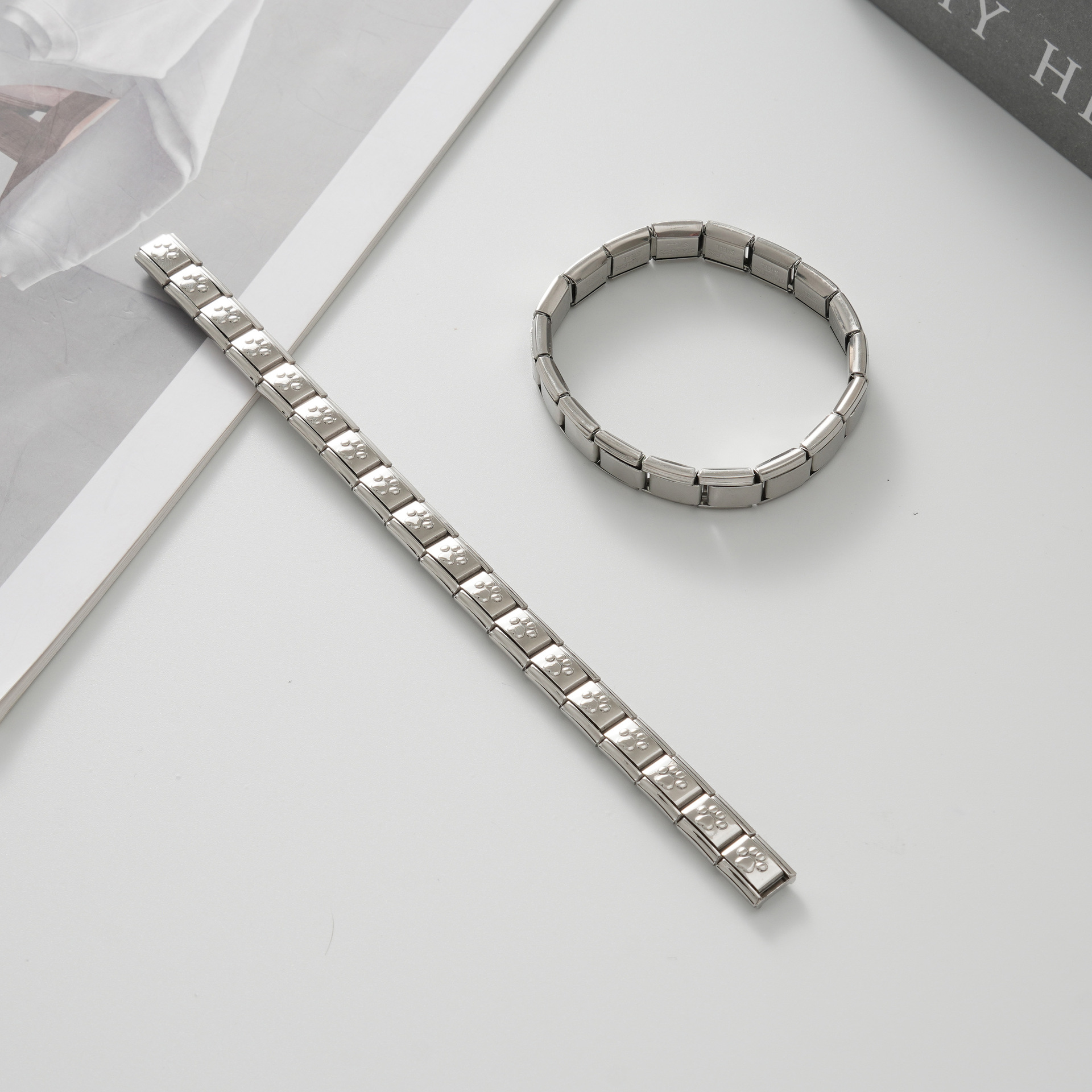 Steel-colored footprints