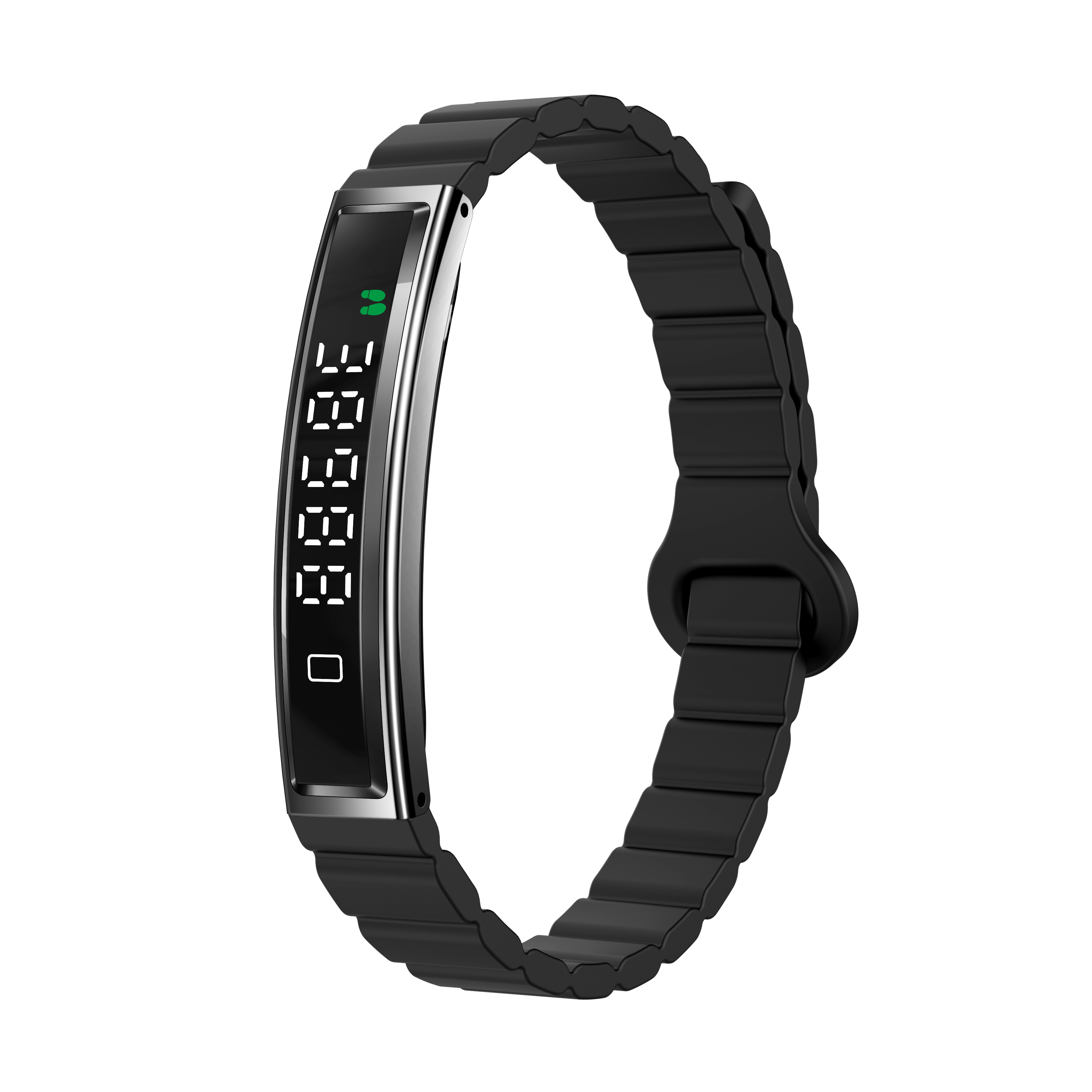 Boîtier argenté + bracelet magnétique noir