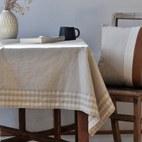 Nappe en coton et lin à carreaux, texture premium, style japonais et nordique, nappe rectangulaire et ronde en lin pour la maison