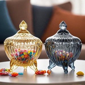 LANGXU Barattolo di Lusso in Vetro Cristallo per Caramelle con Coperchio Elegante e Chiusura Ermetica, Contenitore per Bomboniere e Confezioni Regalo - Product Image 1
