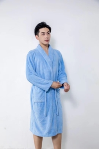 <span class=keywords><strong>Accappatoio</strong></span> in Velluto Corallo all'Ingrosso, Lungo, Termico, Assorbente, Morbido, per Salone di Bellezza - Product Image 4