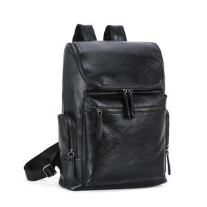 Sac à dos en cuir PU noir imperméable de style coréen personnalisé, sac à dos de voyage pour femmes, sac à dos pour hommes - Product Image 1