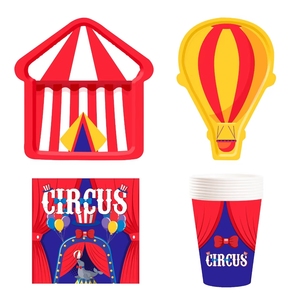DAMAI Circus Festival Party <b>Decorations</b> Paper Animal Patterns Birthday Party Disposable Hot Air <b>Balloon</b> Shape Tableware Set - Product Image 5