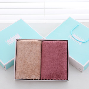 Jin Ao Coral Fleece Towel 300g Plain Weave Wedding <b>Gift</b> <b>Set</b> With Logo - Product Image 2