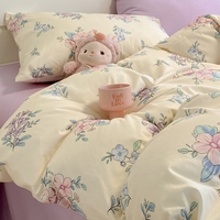 Professionnel nuage quatre pièces couette couette 100% coton fleur motif couette ensembles de luxe collections ensemble de literie en gros