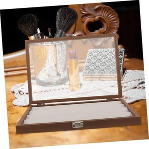 Boîte de rangement et de présentation de bijoux en bois moderne, de forme rectangulaire, pour boucles d'oreilles et colliers, vente en gros - Product Image 5