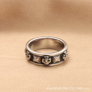 Bague Tête de Mort en Acier Titane pour Homme, Style Rétro Punk Moto, Bijou Tête de Fantôme, Couleur Argent, Cadeau 28074 - Product Image 5