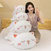 Nouveau style Peluche chat couleur pêche, en peluche courte, taille 31cm-50cm, design chaton couché, cadeau d'anniversaire, coussin chat mignon