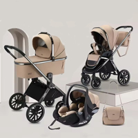 Kidilo G100 Poussette de luxe 3-en-1 pour bébé Landau pliable avec siège auto et chariot pliable pour le voyage des bébés