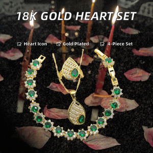 Fashion Hot Sell New Temperament Four Piece 18K Gold Plated Emerald Cut Heart-Shaped Alloy Jewelry <b>Set</b> for <b>Women</b> Wedding <b>Gift</b> - Product Image 2