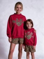 Sweat-shirt à col montant imprimé pois, ensembles assortis Maman et Moi, combinaison bulle oversize, hiver, 100% coton, anti-plis