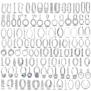 <span class=keywords><strong>Orecchini</strong></span> a <span class=keywords><strong>Cerchio</strong></span> MULA in <span class=keywords><strong>Argento</strong></span> Sterling 925, Placcati in Rodio con Zirconi, Design Geometrico a U, Gioielli da Matrimonio per Donne - Product Image 1