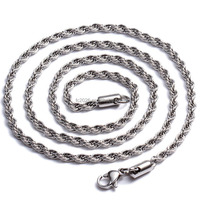 Collier en acier inoxydable avec chaîne torsadée, chaîne en câble torsadé, plaqué argent, fabrication de bijoux DIY, colliers pour hommes et femmes