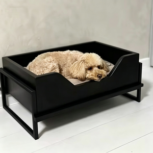 Cama de madera al por mayor para perros y gatos con cojín, sofá elevado de madera contrachapada para perros, muebles para mascotas con estructura metálica elevada - Product Image 3