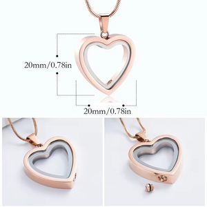 Commercio all'ingrosso in acciaio inox cuore urna collana pendente per le donne Zirconia gioielli commemorativi con catena a maglie regalo per le ceneri - Product Image 3