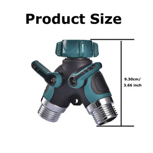Adaptateur en Y pour robinet d'eau extérieur à 2 sorties avec vannes, raccord rapide 2 voies, distributeur de tuyau en Y à 2 voies, OEM - Product Image 2