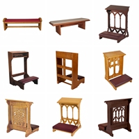 Reposapiés de Madera para Iglesia con Cojín de Cuero y Soporte para Libros Sagrados, para Entornos Religiosos Modernos de Oración y Adoración
