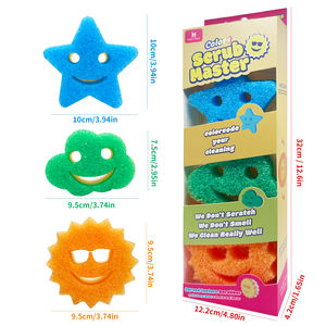 3计数磨砂彩色海绵无刮擦餐具海绵家用清洁防臭无双酚a聚合物泡沫制成 - Product Image 3