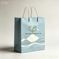 Logo personnalisé, usine de production directe, service tout-en-un, sacs en papier pour l'emballage des vêtements, sacs de shopping, bleu ciel classique de luxe