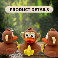 Jouets de bain flottants et couineurs en caoutchouc de sécurité, en forme de singe de 3 pouces, personnalisables, pour la promotion, avec logo sur mesure, en gros