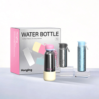 Bouteille d'eau en titane pur artisanale Hong Ling, portable avec sangle, impression personnalisée, boîte cadeau pour la randonnée et la vie quotidienne