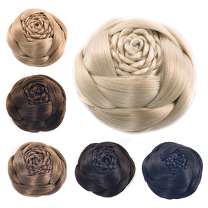 Chignons synthétiques tressés à clipser pour femmes, en fibre résistante à la chaleur, noir, blond, brun - Product Image 2