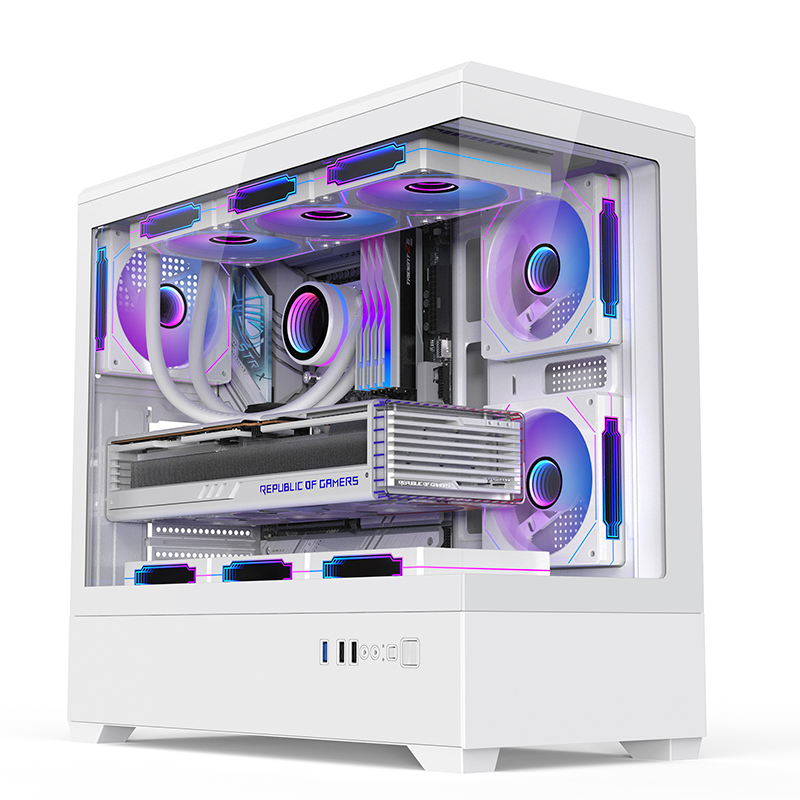 Игровой ATX полный корпус для компьютера со стеклянной боковой панелью RGB вентилятор стальной конструкции USB 3,0 порты