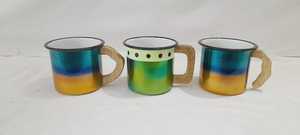 Gradient <b>Enamel</b> Coffee <b>Mug</b> Wooden Handle Metal Cup Casual Drinkware for Home Camping Gift - Product Image 2