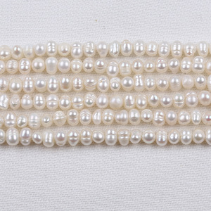 Perles d'eau douce blanches naturelles de 4-5 mm, perles en vrac, petit collier de perles, accessoires de bijoux DIY, boucles d'oreilles et collier, semi-finis, perforés - Product Image 3