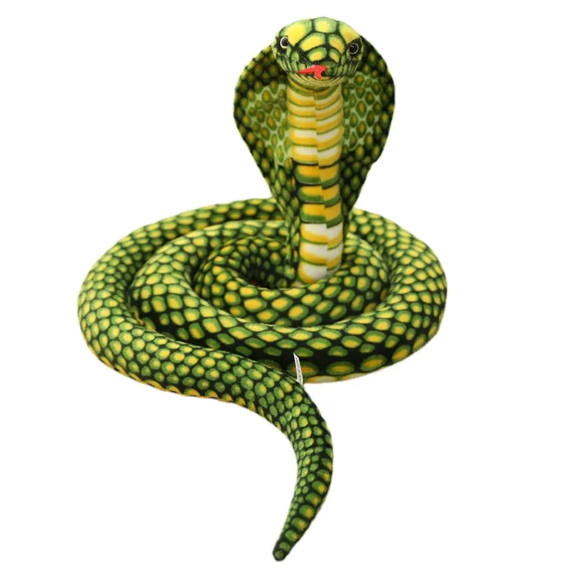 Wholesale Long Length Yellow Rose Green 3d Simulation Realistic Lifelike Stuffed Plush Cobra Snake Soft Toy